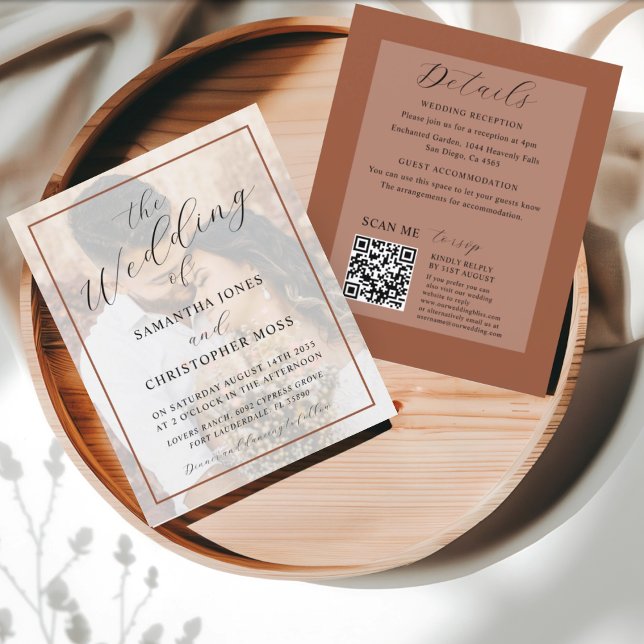 All-in-One Terracotta Photo Wedding Invitation (Von Creator hochgeladen)