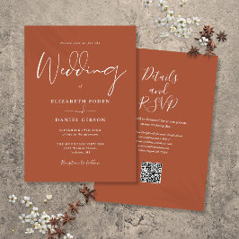 All in one Terracotta QR Code Hochzeit Einladung