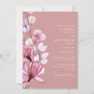 All In One Transparent Floral Dusty Rose Hochzeit Einladung