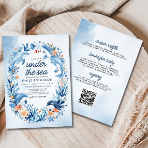 All in one Under Sea Blue Ocean Baby Shower Einladung