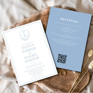 All in One Wappen Dusty Blue QR Code Wedding Einladung
