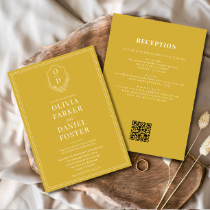 All in One Wappen Gold Champagne QR Code Wedding Einladung
