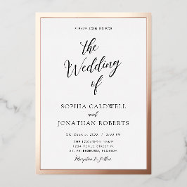 All in One Wedding Black Calligraphy Rose Gold Folieneinladung