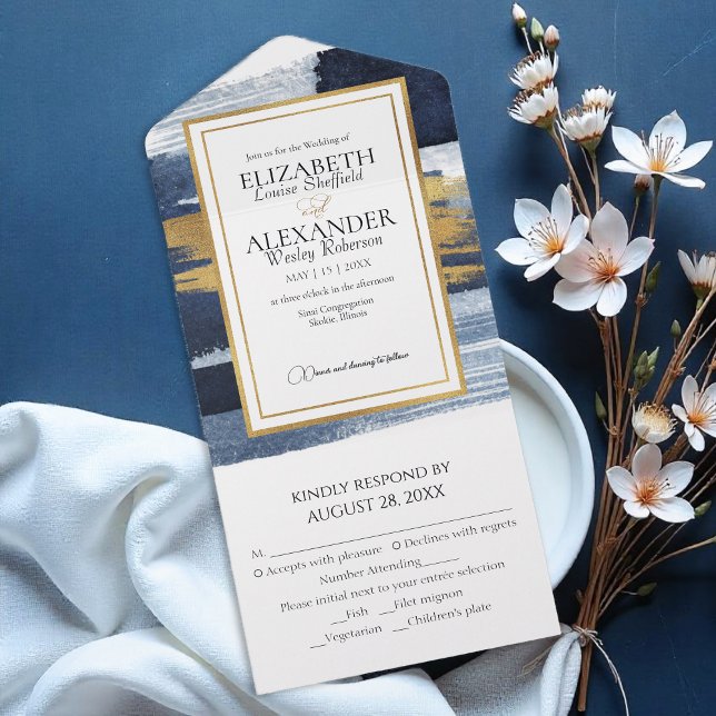 All in one Wedding Einladungen | Abstraktes Blau (Von Creator hochgeladen)