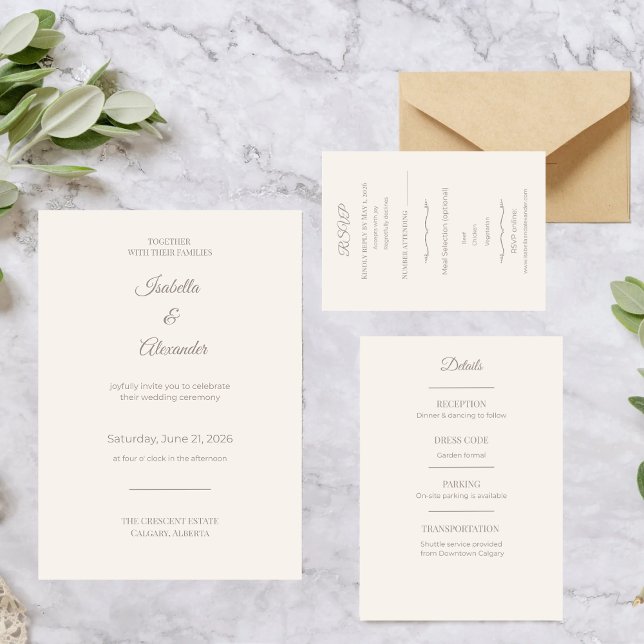 All-in-One Wedding Invitation Suite Dreifach Gefaltete Einladung (All-in-One Wedding Invitation)