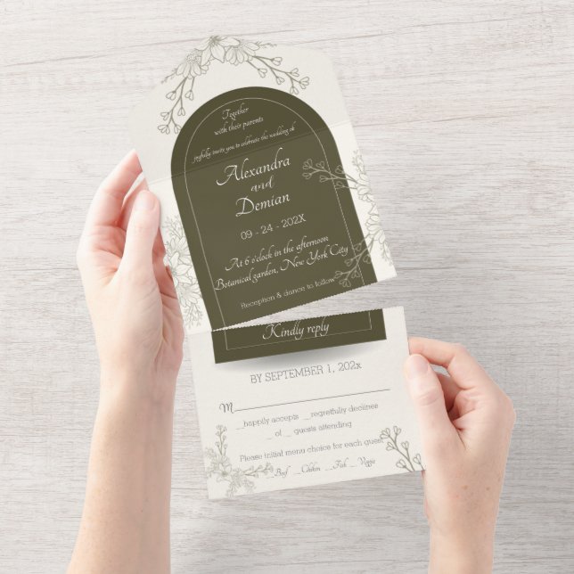 All in One Wedding Invite, template, personalized  Einladung (Abreißen)