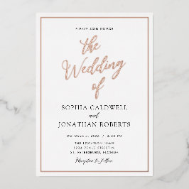 All in One Wedding Rose Gold Calligraphy Real Folieneinladung