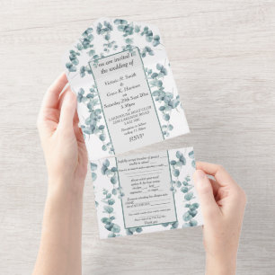 All in one Wedite - Silver Eukalyptus Einladung