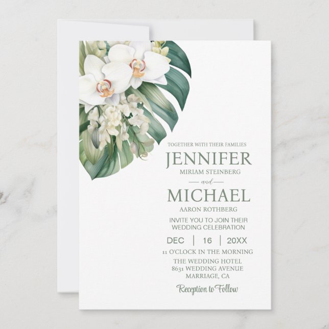 All in One White Orchids Hochzeitseinladungen Einladung (Vorderseite)