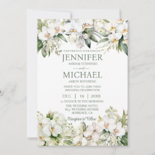 All in One White Orchids Wedding Invitations