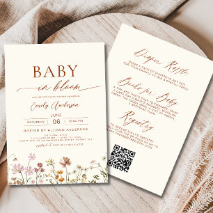 All in One Wildblume Baby in Bloom Baby Dusche Einladung