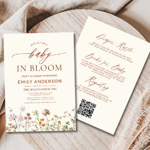All in One Wildblume Baby in Bloom Baby Dusche Einladung
