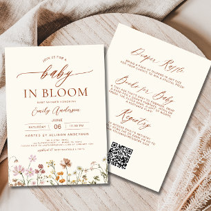 All in One Wildblume Baby in Bloom Baby Dusche Einladung