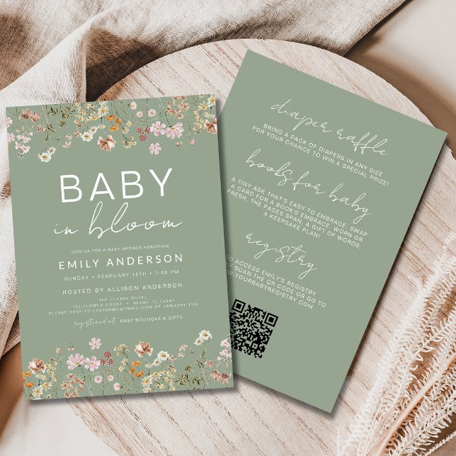 All in One Wildblume Baby in Bloom Baby Dusche Einladung (Von Creator hochgeladen)