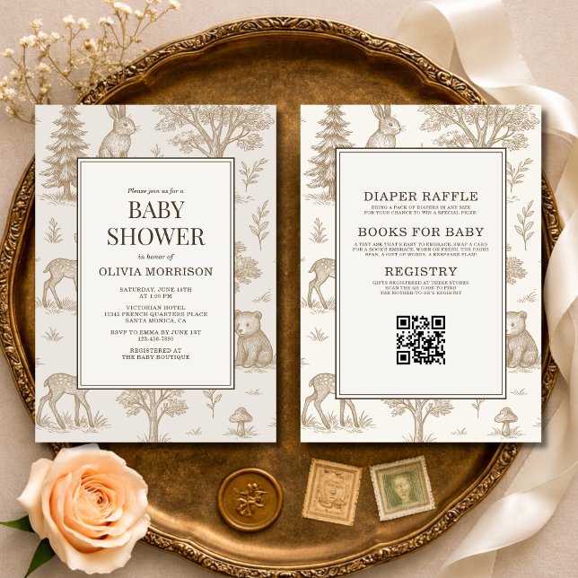 All in One Woodland Animals QR Code Baby Shower Einladung (Von Creator hochgeladen)