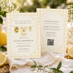 All in One Zitronengingham Gelb Baby Shower Einladung