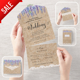 All Inclusive Rustic Wisteria Floral Lace Wedding All In One Einladung
