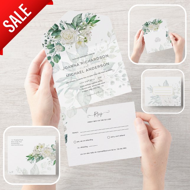All Inclusive White Roses Wedding Einladende UAWG All In One Einladung (Von Creator hochgeladen)