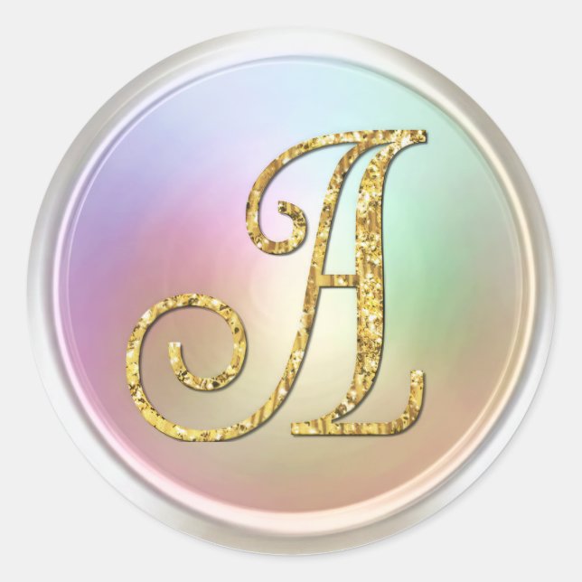 ALL INITIALS Gold Monogram 3 Pearly Runder Aufkleber (Vorderseite)
