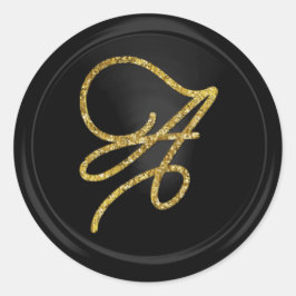 ALL INITIALS Gold Script Monogram Black Runder Aufkleber