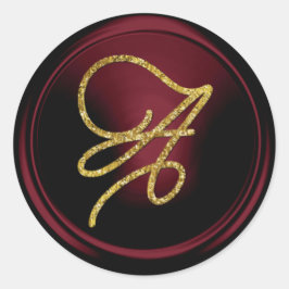 ALL INITIALS Gold Script Monogram Burgundy Runder Aufkleber