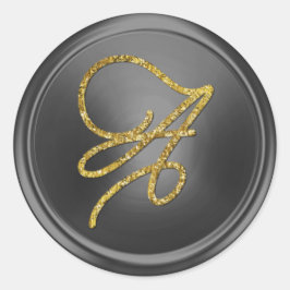 ALL INITIALS Gold Script Monogram Dark Gray Runder Aufkleber