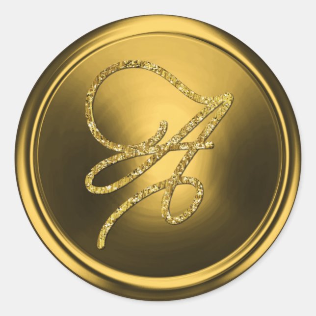 ALL INITIALS Gold Script Monogram Gold Runder Aufkleber (Vorderseite)