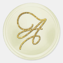 ALL INITIALS Gold Script Monogram Off White Runder Aufkleber