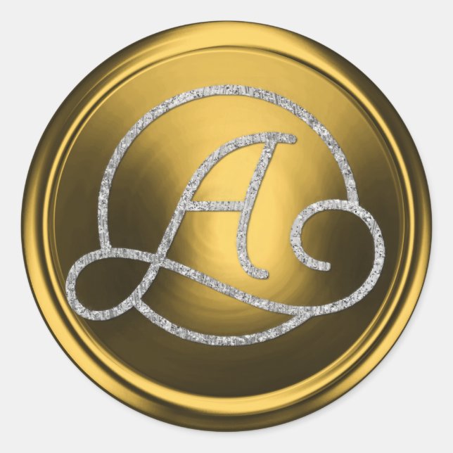 ALL INITIALS Silver Circle Monogram Old Gold Runder Aufkleber (Vorderseite)