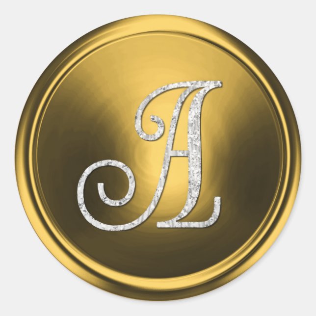 ALL INITIALS Silver Monogram 3 Old Gold Runder Aufkleber (Vorderseite)