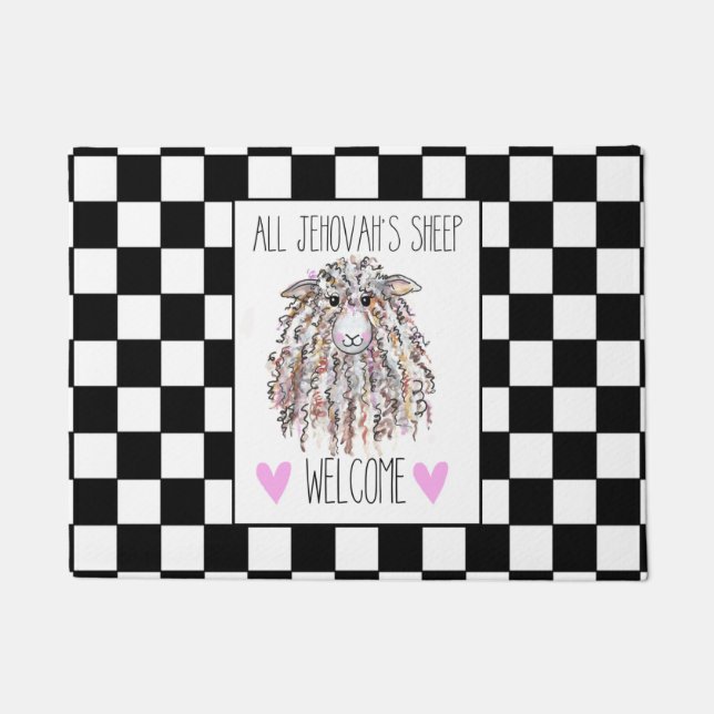 "All Jehovas Sheep Welcome" Doormat Fußmatte (Vorderseite)