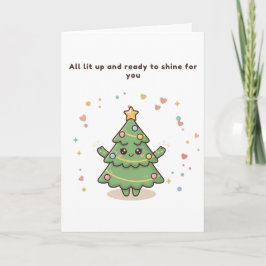 All Lit Up Cute Puchi Dōshi Christmas Tree Card Karte