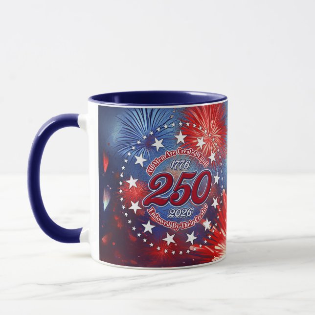  All Men Are Created Graphic Fireworks Burst Tasse (Links)