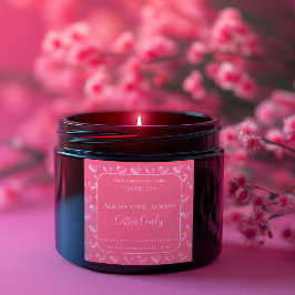All My Love Valentine – Romantic Pink Candle Label Quadratischer Aufkleber