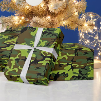 All-occasion green/black hunter camouflage geschenkpapier