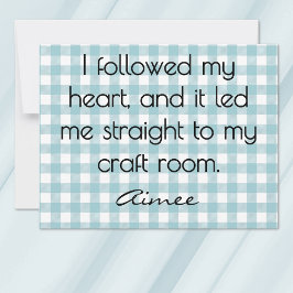 All-Occasion Name Blue and White Gingham Flat Mitteilungskarte