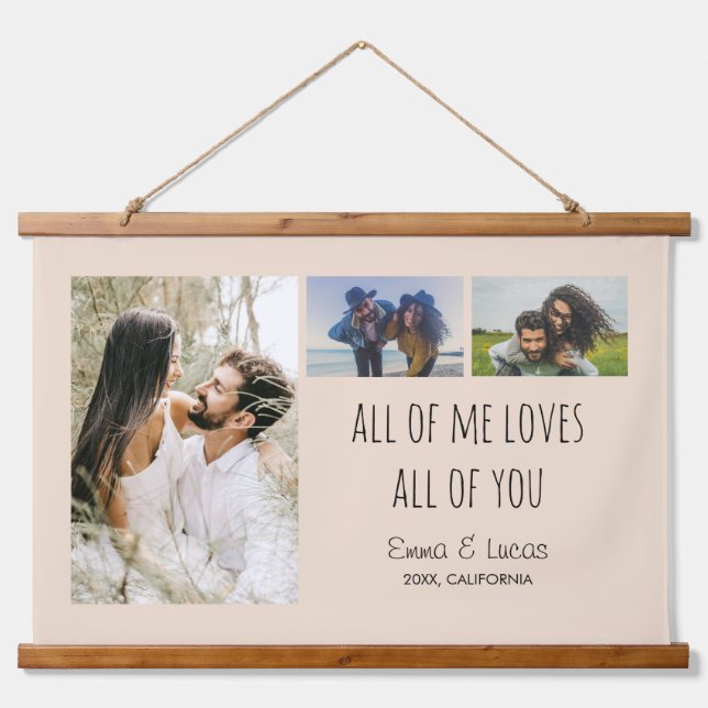 All of Me Loves All of You Photo Collage  Wandteppich Mit Holzrahmen (Vorne)