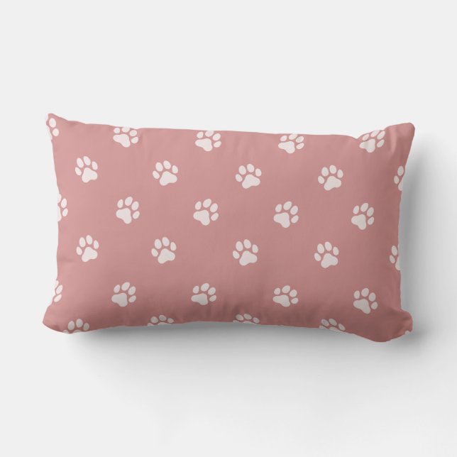 All Over Animal Paw Print Blush Pink Lendenkissen (Rückseite)