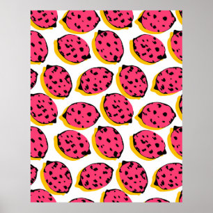 all over lemon pattern vintageabstract, art, backg poster