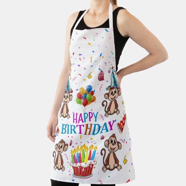 All Over Print Apron Happy Birthday Monkey Schürze (InSitu)