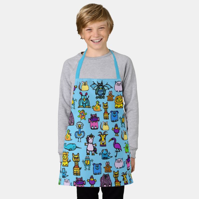 All-Over Print Apron - Light Blue Schürze (Getragen)