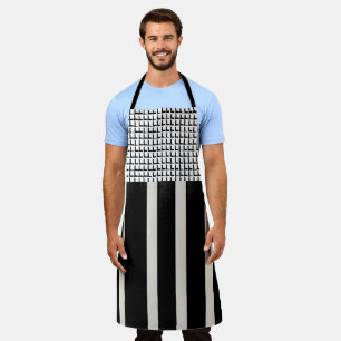 All Over Print Apron Streifen Schwarz und Weiß Schürze