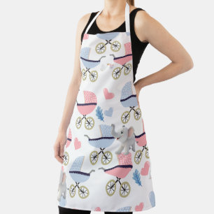All Over Print Schürze Baby Storch Kinderwagen Ele