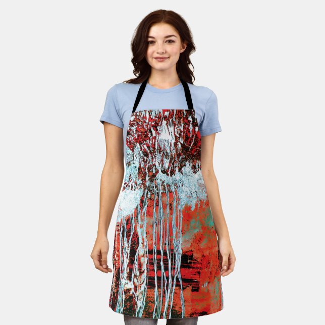 All‑Over Print Schürze – Corrosion Pulse (Getragen)