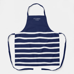 All-over Print Schürze Streifen marineblau blau