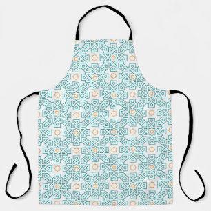 All-Over Print Schürze Türkis & Gold Arabeske Chef