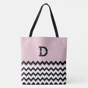 all-over-printed tote with chevron stri+ name tasche