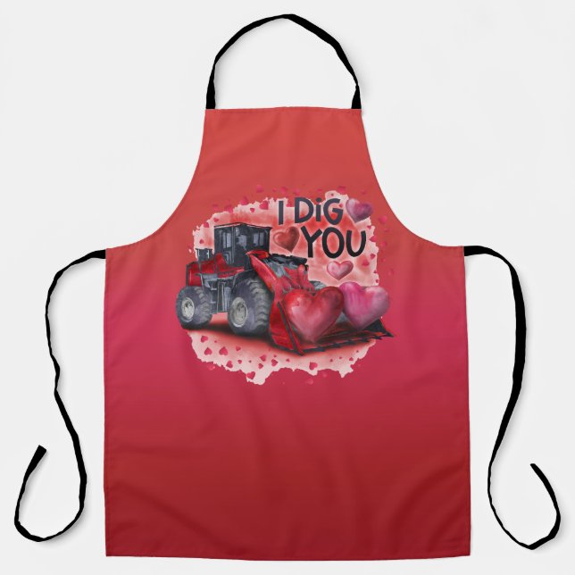 All over Red I Dig You Valentine Kitchen Schürze (Vorderseite)