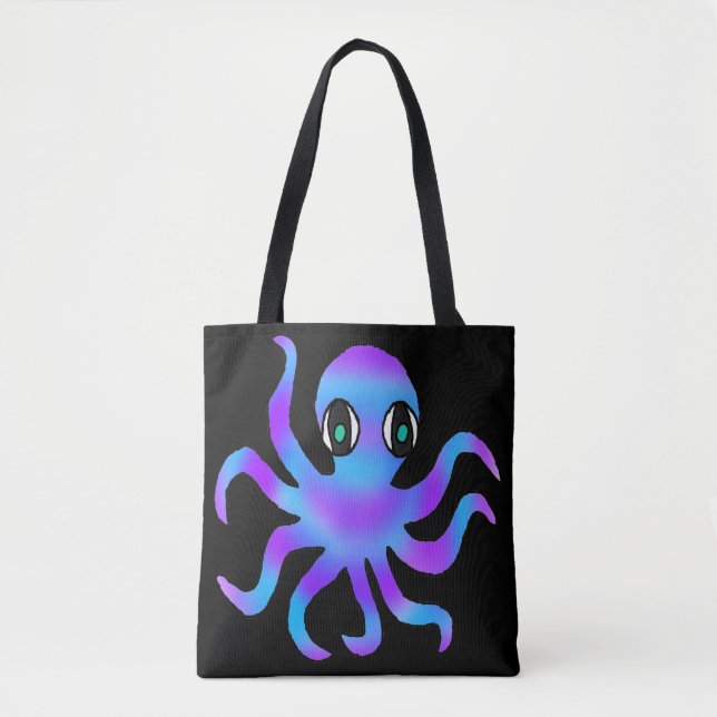 All-over-Tasche - Blauer violetter Oktopus (schwar Tasche (Vorderseite)