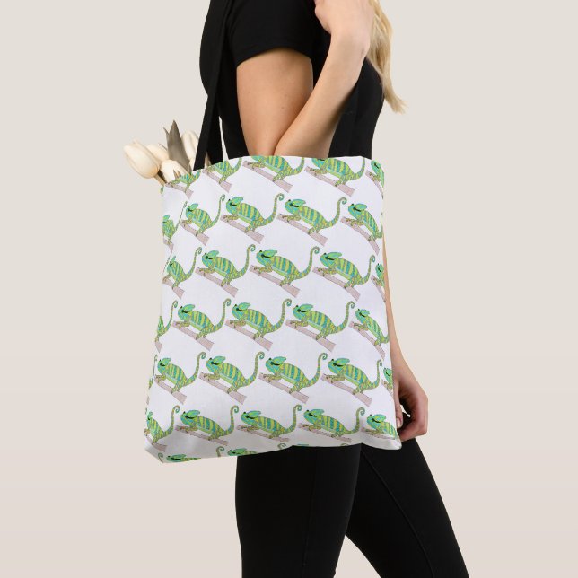 All-Over-Tasche - Green Chameleon (Muster weiß) Tasche (Von Nahem)